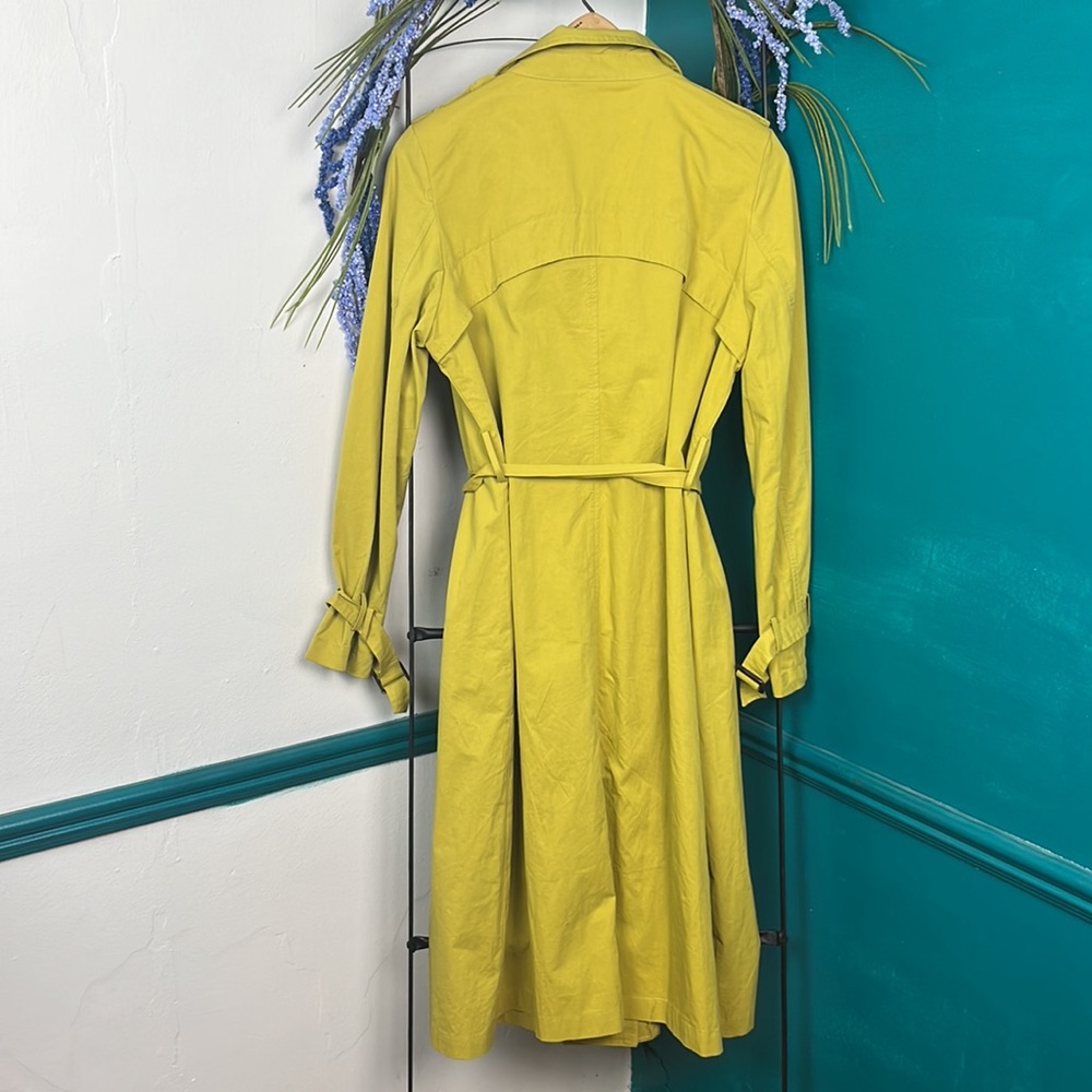 Soft surroundings chartreuse lightweight classic trench coat. Sz Sm - Picture 7 of 9